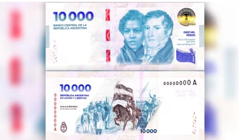 El Banco Central puso en circulación los nuevos billetes de 10.000 pesos
