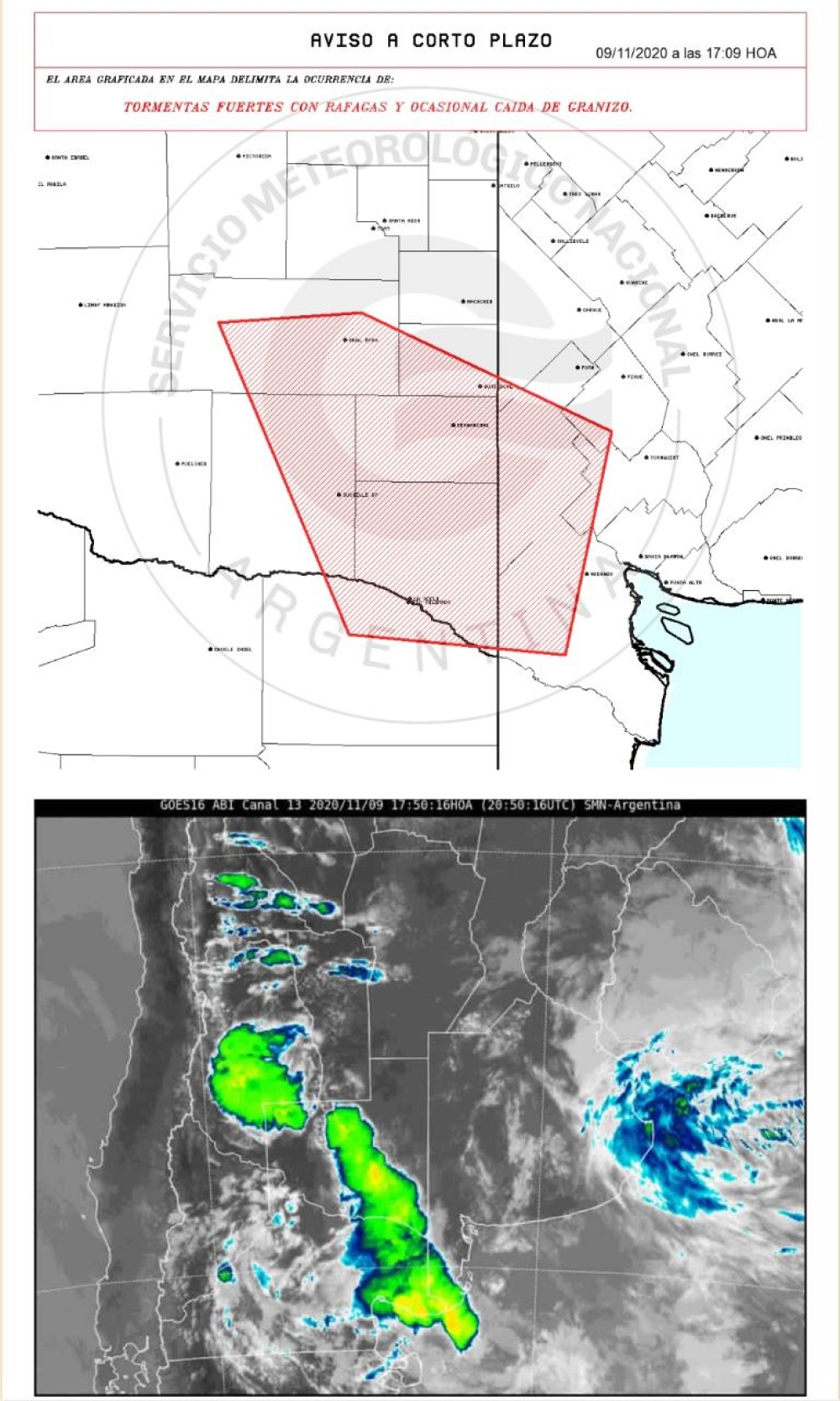 ALERTA DE TORMENTAS FUERTES Y RAFAGAS PARA MAÑANA MARTES