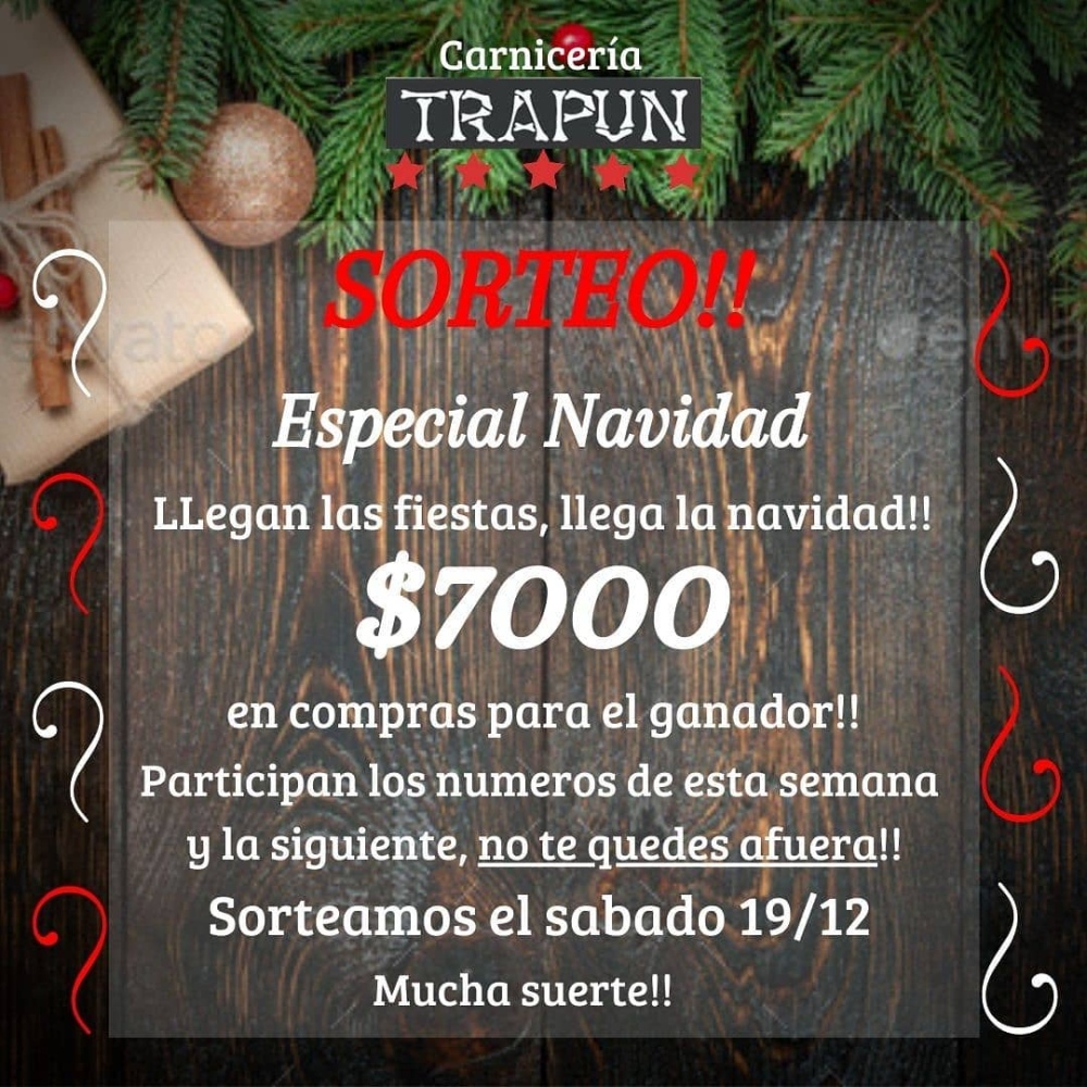 SORTEO ESPECIAL NAVIDAD EN CARNICERIA TRAPUM