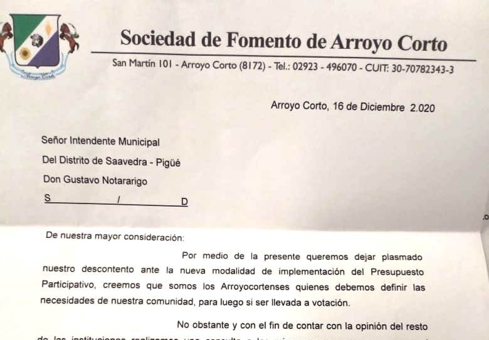 ARROYO CORTO LAMENTÓ ”EL DESCONOCIMIENTO DEL EJECUTIVO HACIA SU COMUNIDAD”