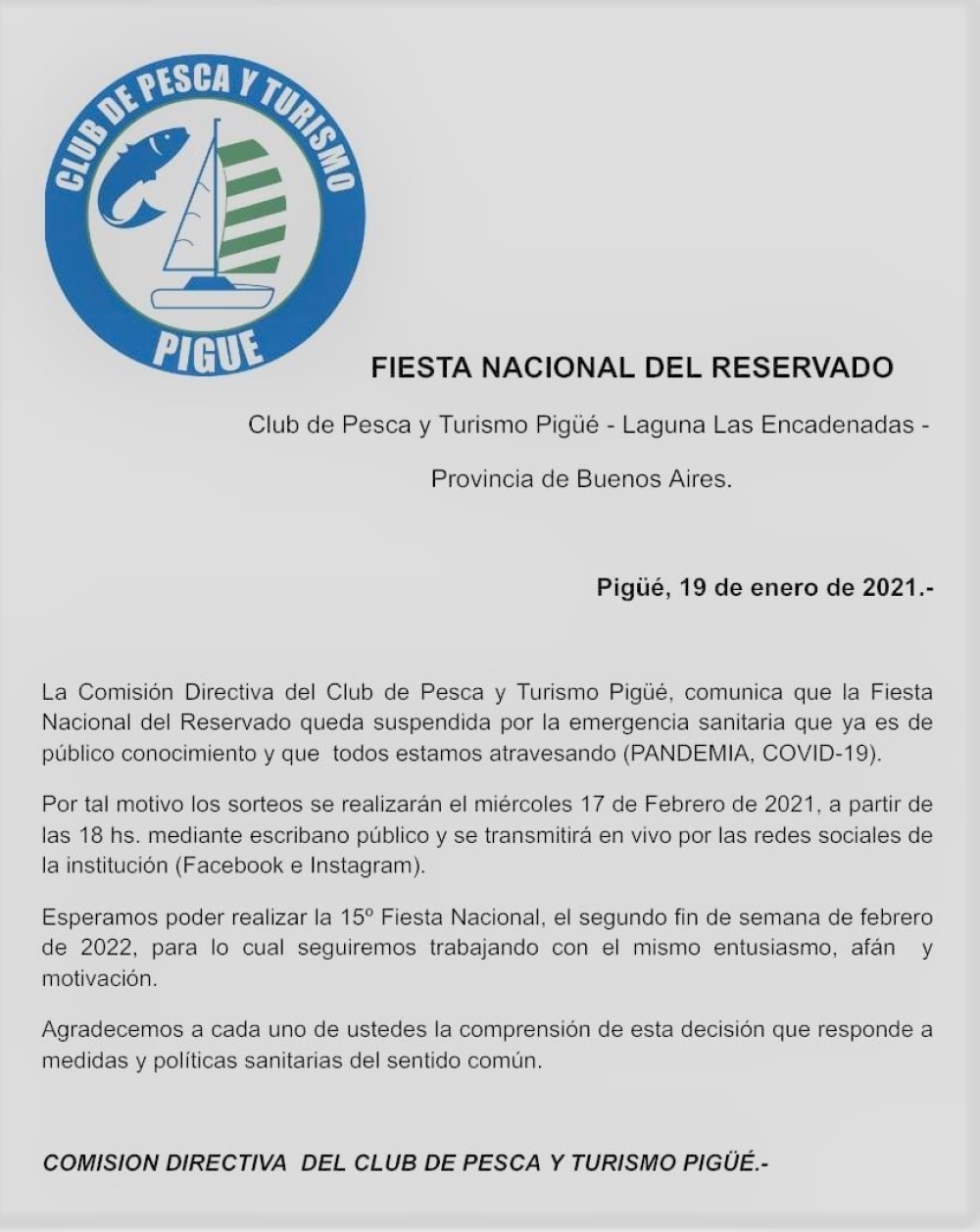 NO HABRÁ FIESTA DEL RESERVADO