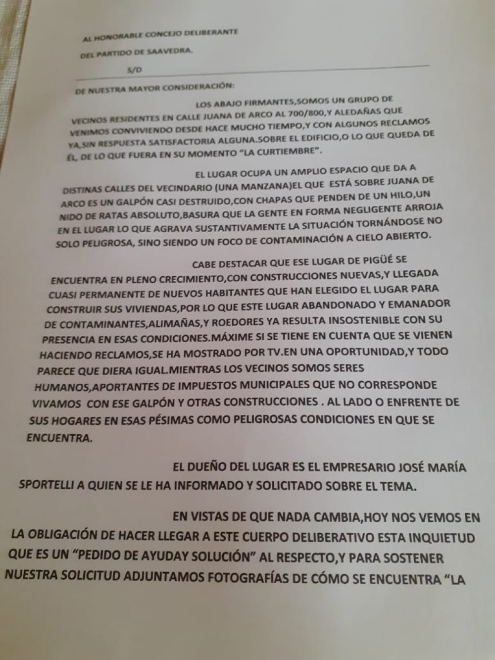 Vecinos reclaman por la limpieza del predio de la ex curtiembre