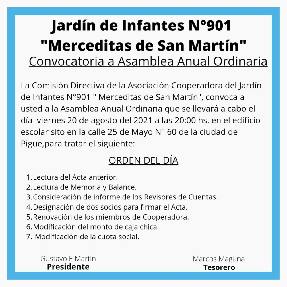 ASOCIACIÓN COOPERADORA DEL JARDÍN DE INFANTES Nº 901 ”MERCEDITAS DE SAN MARTÍN”