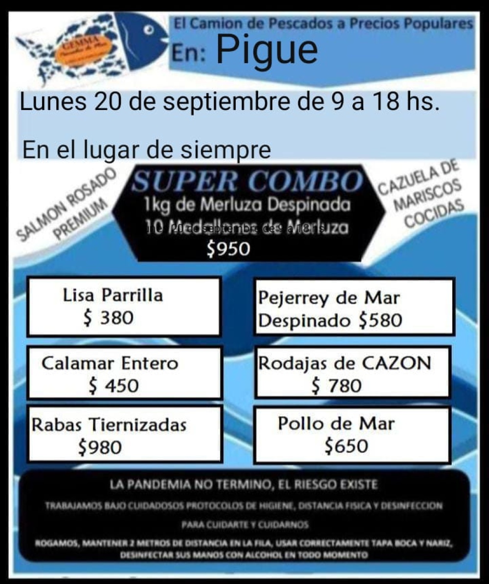 HOY ESTARÁ EL CAMIÓN DE PESCADO A PRECIOS POPULARES