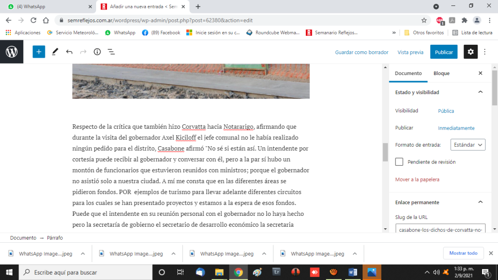 Casabone: ”Los dichos de Corvatta no suman y las obras de esta gestión están”