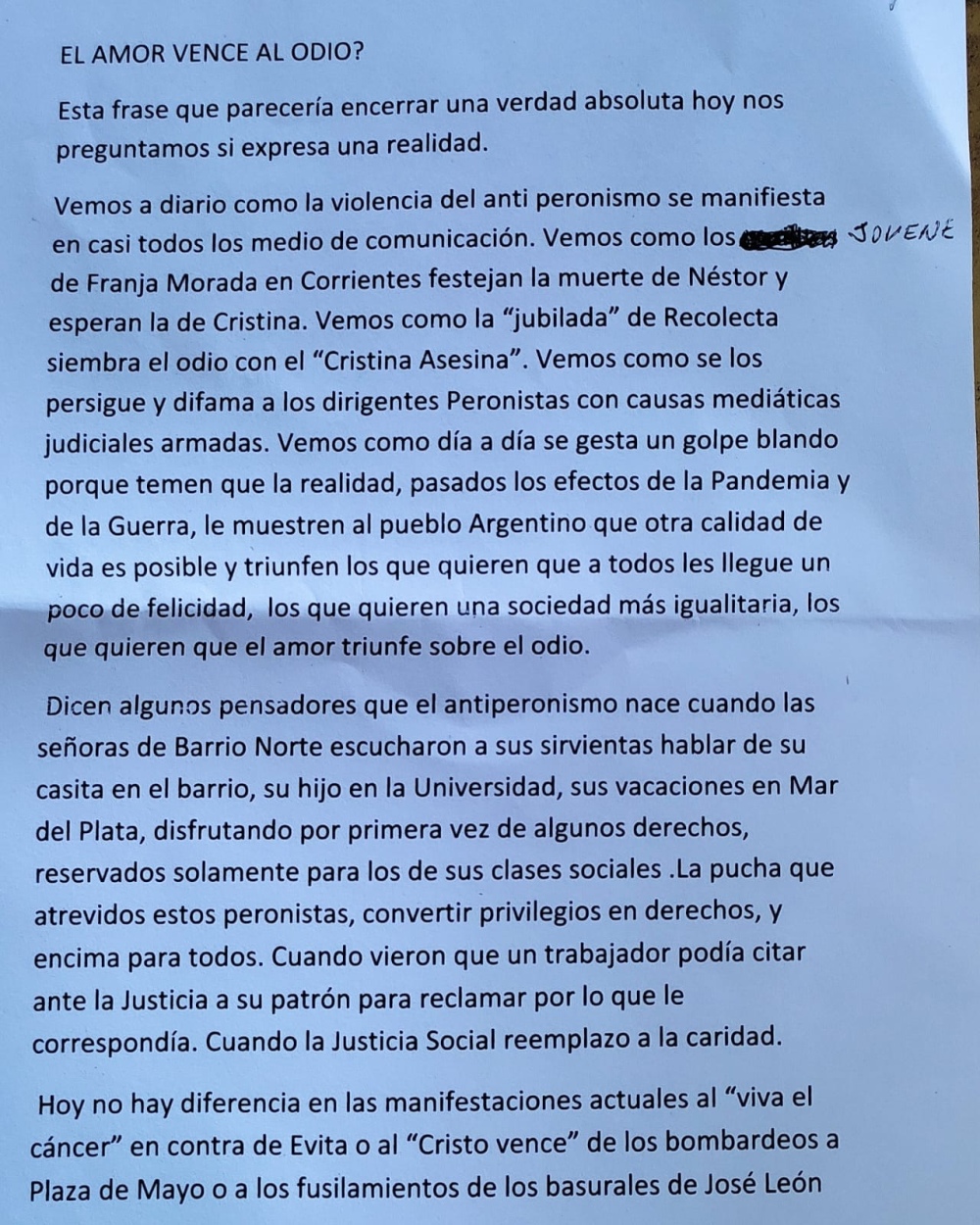 ”Viejos peronistas” se sienten atacados