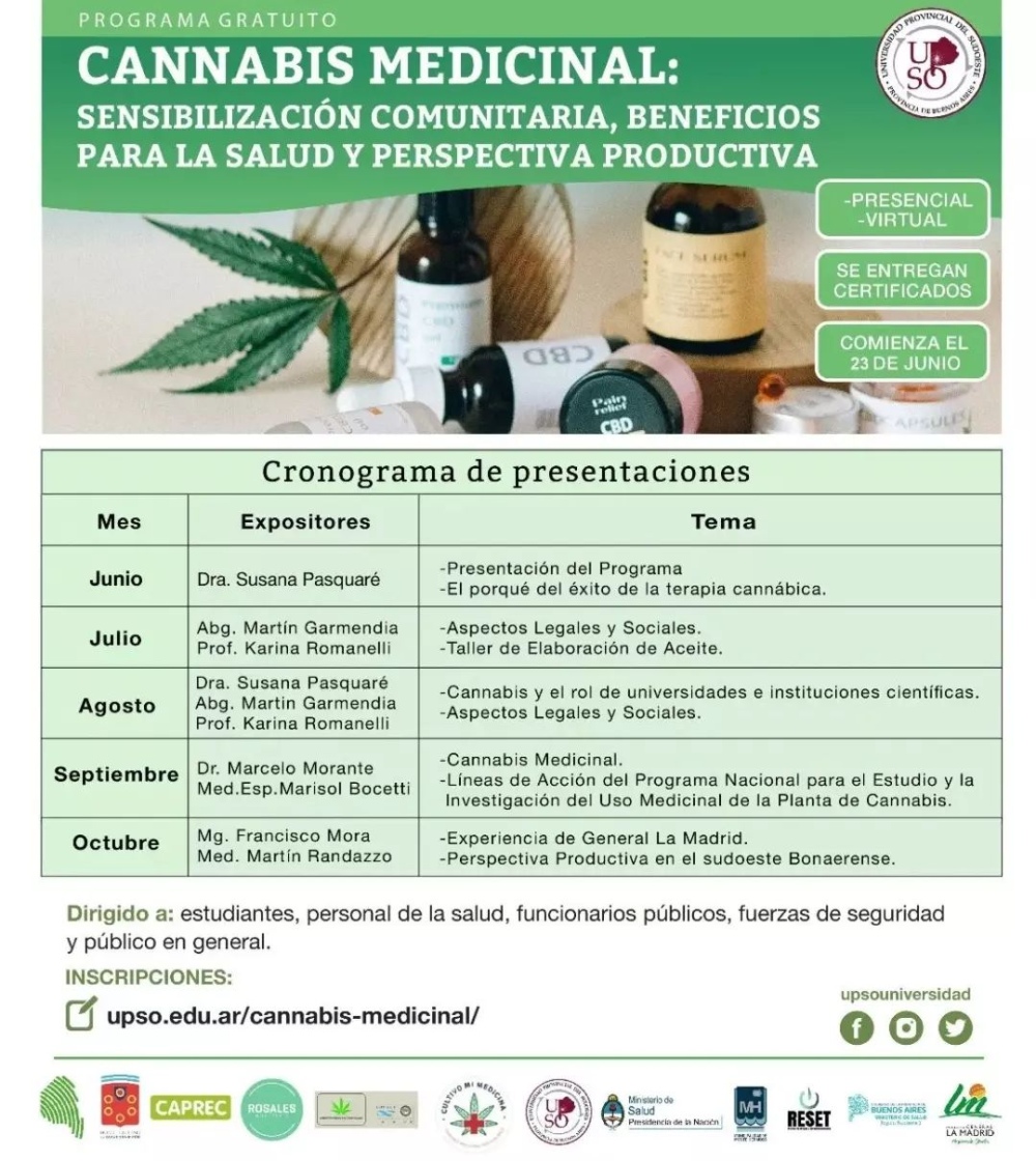 Mas de 600 inscriptos en las Jornadas sobre cannabis en la UPSO