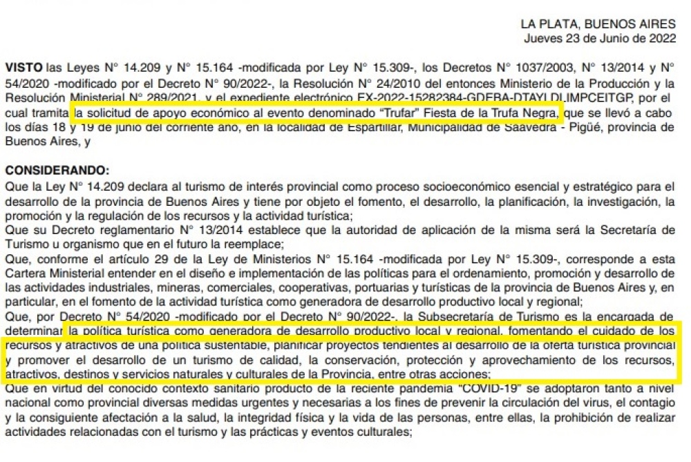 Trufar: la provincia aportó 1,750 millones de pesos