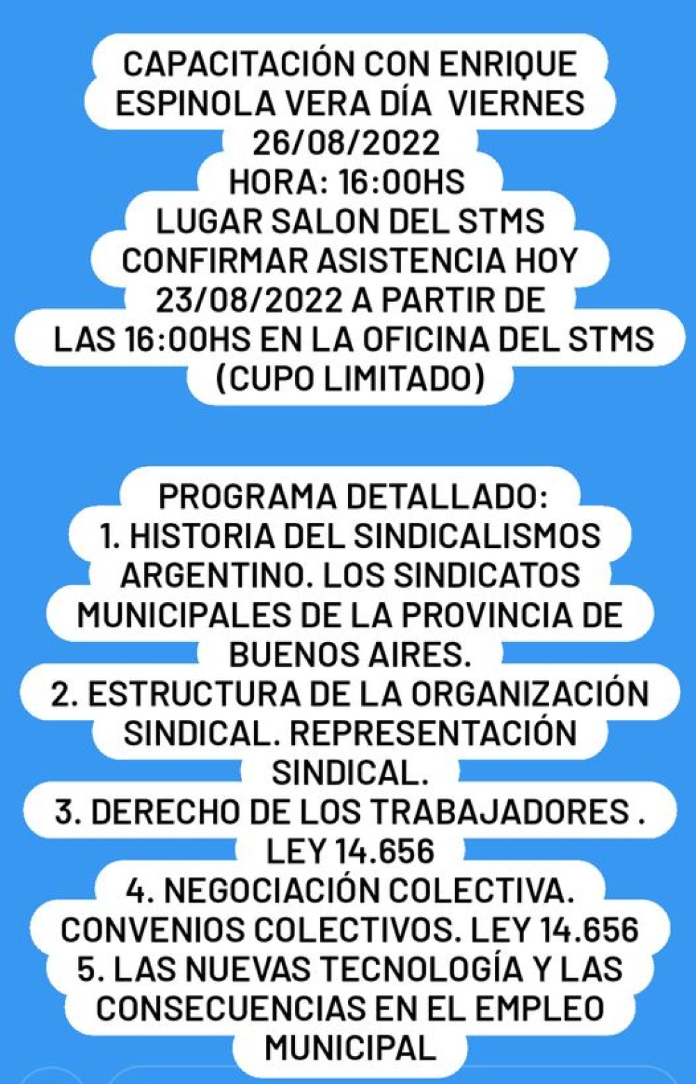 Capacitación sindical con el Dr. Enrique Espínola