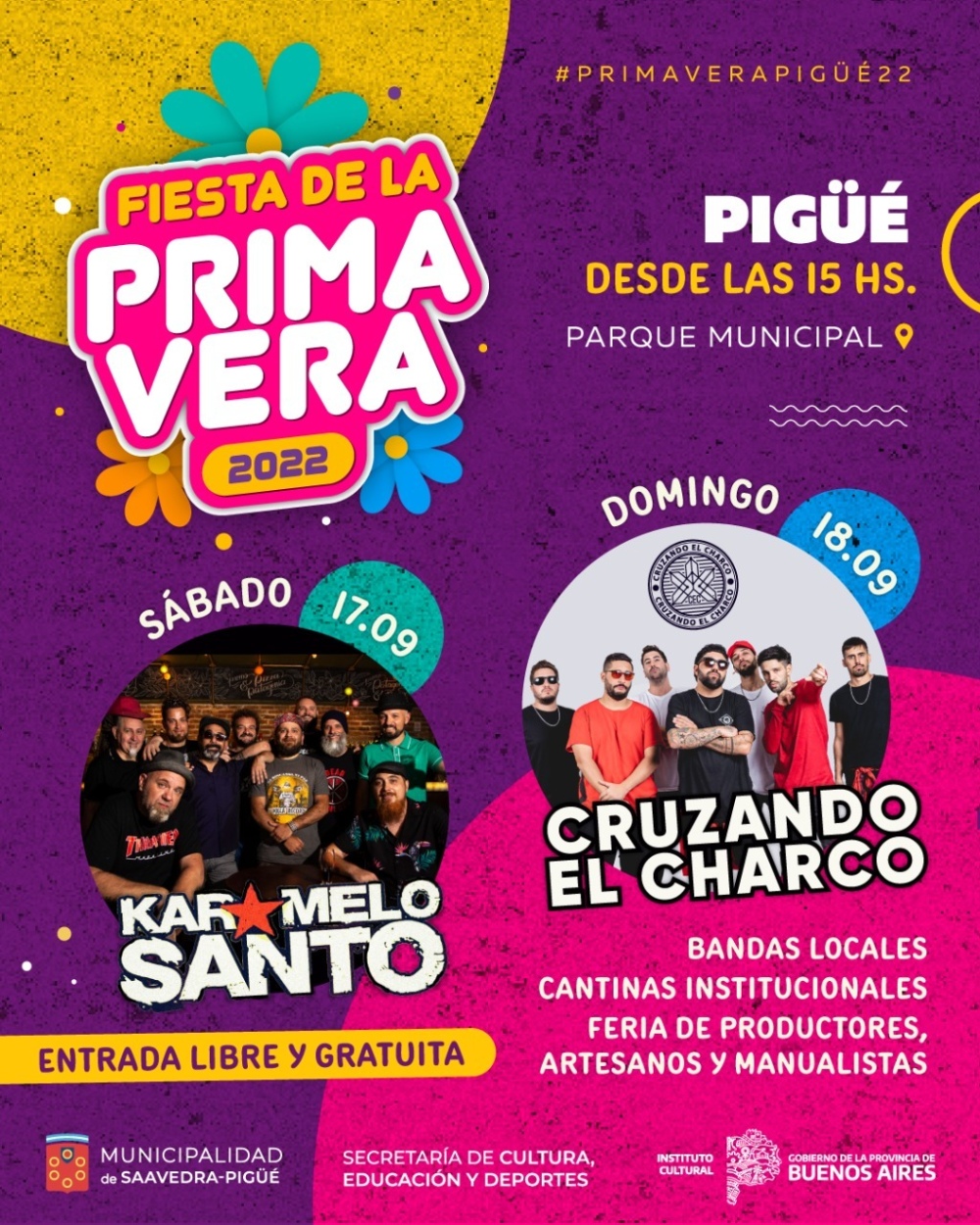 Karamelo Santo y Cruzando el Charco tocarán en la fiesta de la primavera en Pigüé