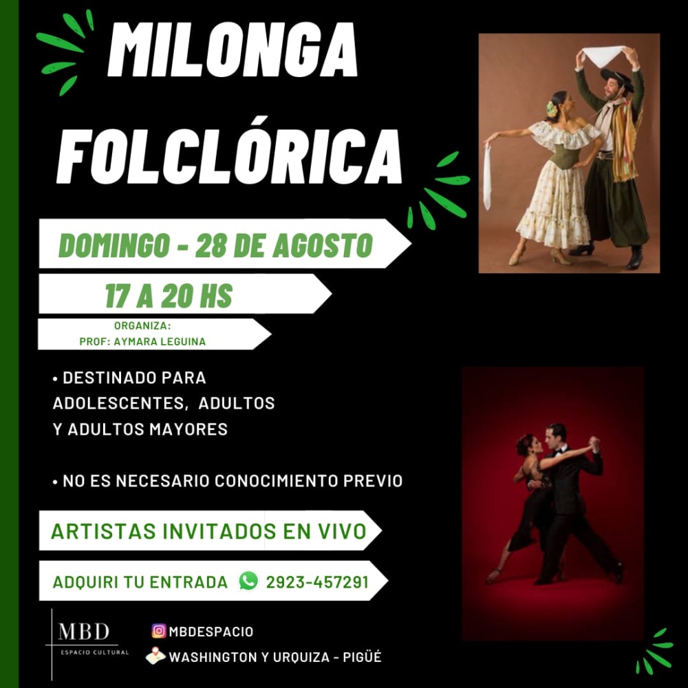 Milonga folclórica en MBD estudio de danzas