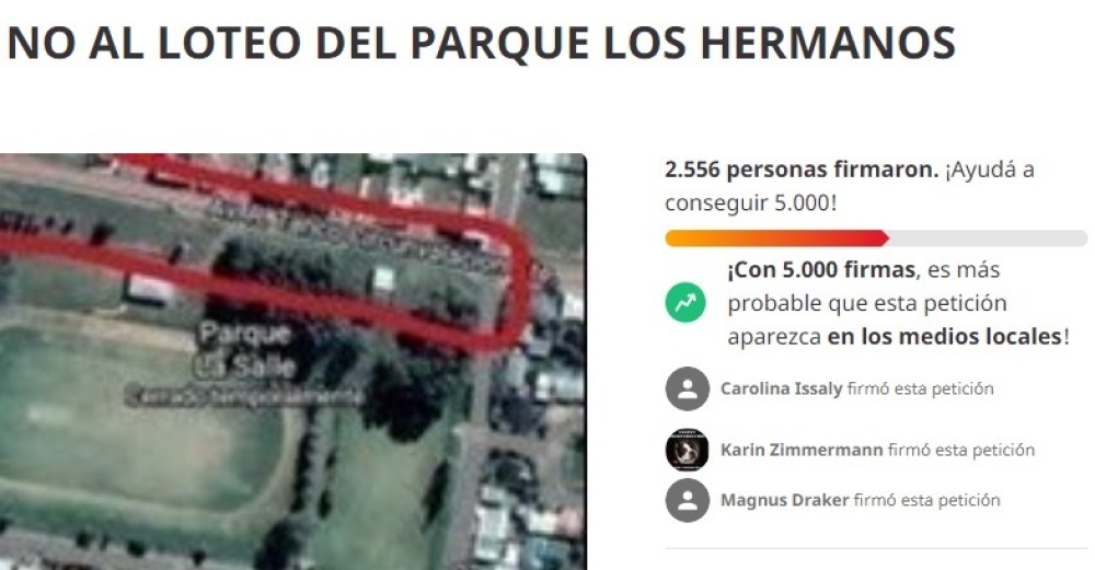 Más de 2500 vecinos piden conservar el parque La Salle como área recreativa