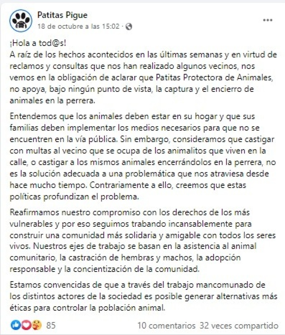 Quejas por la captura de perros que tienen dueño