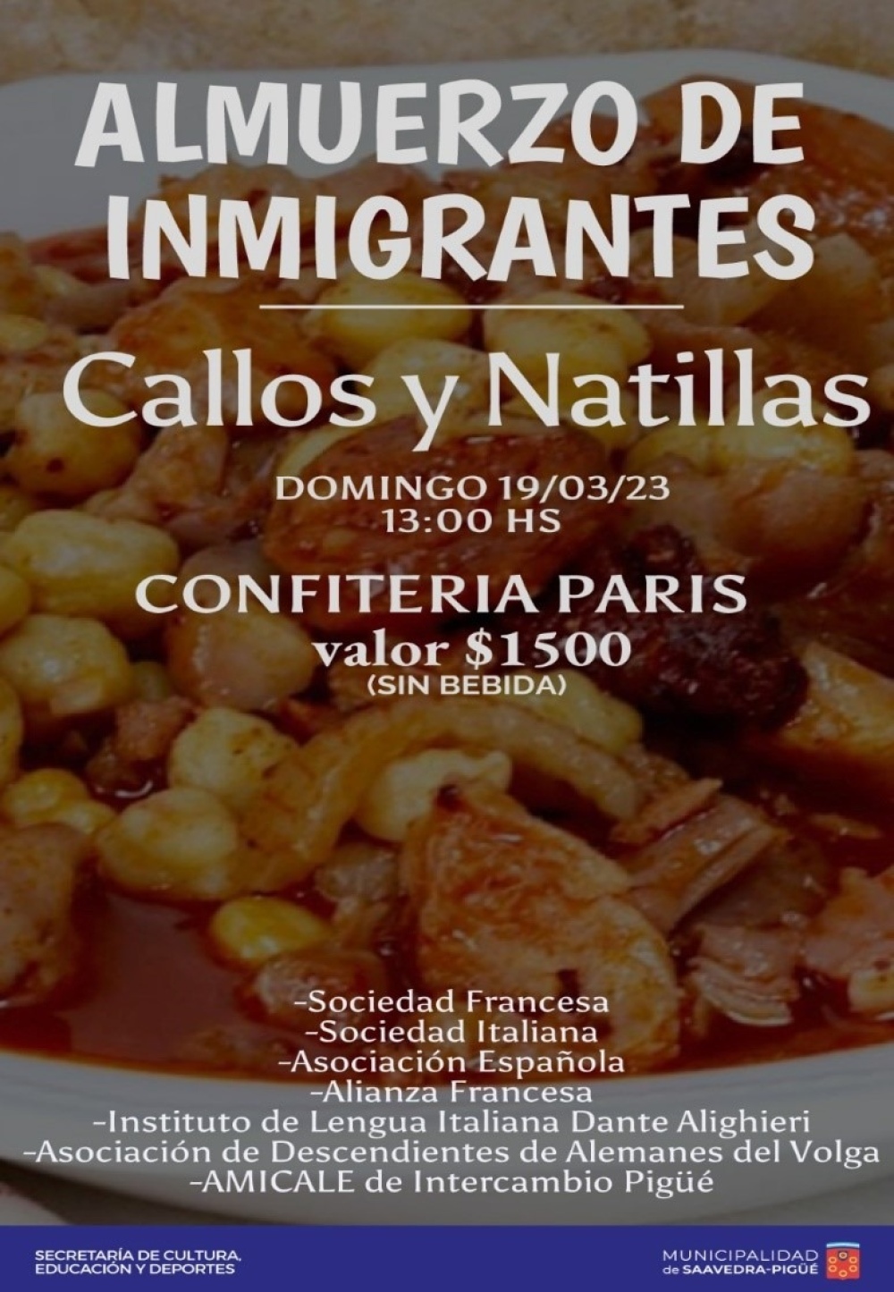 Almuerzo de los inmigrantes con menú español