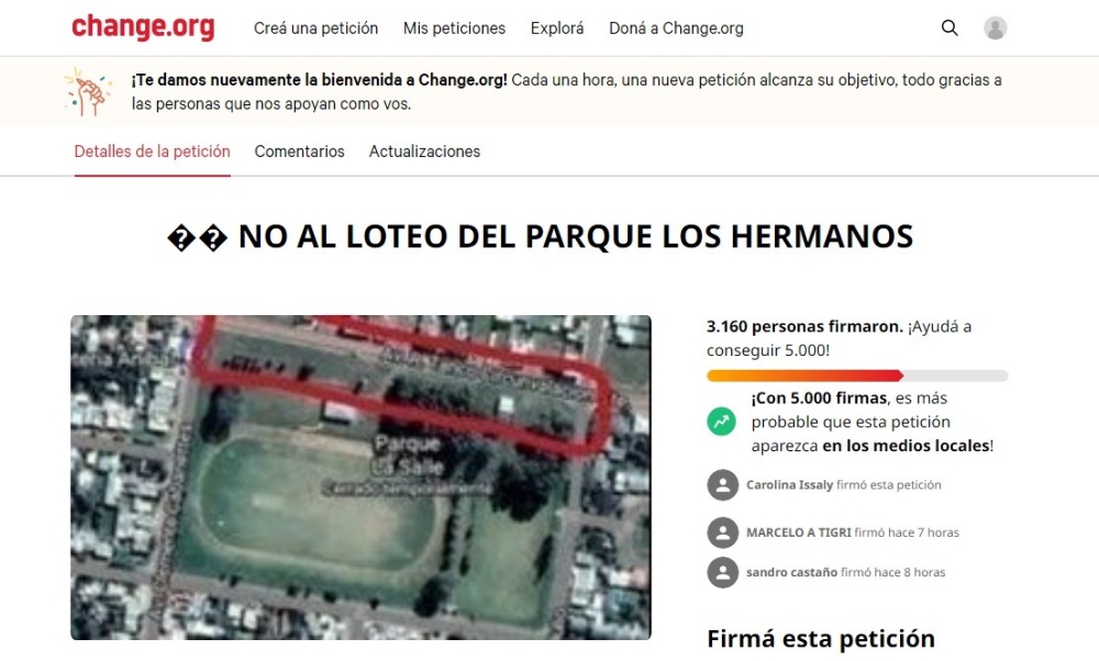 Cuatro mil firmas en contra de la urbanización en el parque La Salle