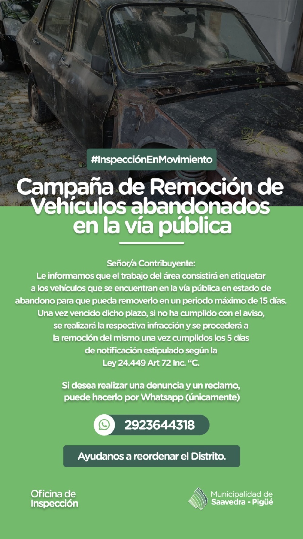 CAMPAÑA DE REMOCIÓN DE VEHÍCULOS ABANDONADOS EN LA VÍA PÚBLICA