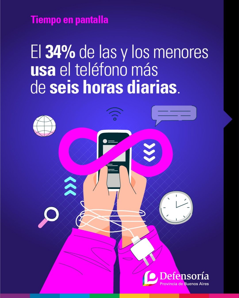 Tiempo en pantalla: Casi el 40% usa el teléfono más de seis horas por día