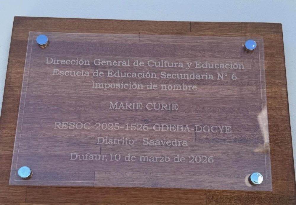 La Secundaria N° 6 de Dufaur fue nombrada oficialmente “Marie Curie”