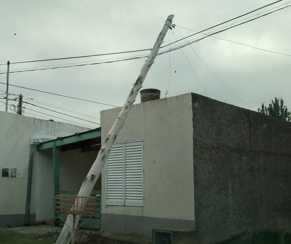 Intenso viento provocó la caída de un poste y movilizó a los servicios de emergencia
