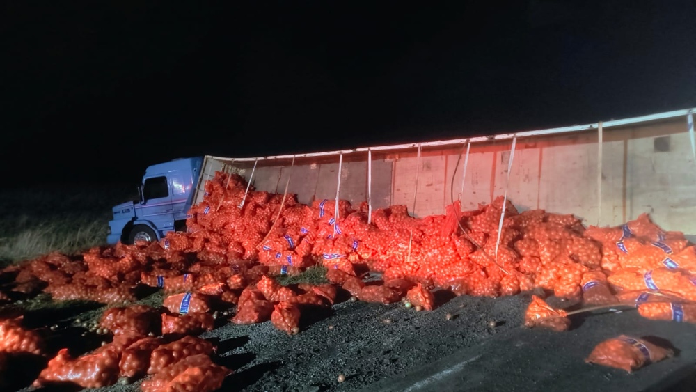 Vuelco de un camión sobre Ruta 33 cerca de Espartillar