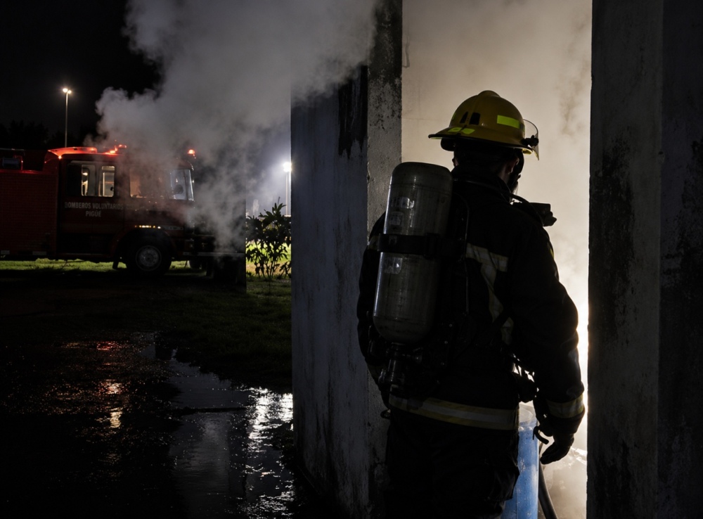 Incendio en el Parque Municipal de Pigüé: una persona fue hospitalizada