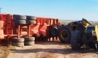 Milagroso accidente rural en El Cortapié: un tractor se parte en dos y su conductor sale ileso