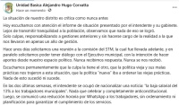 Unidad Básica “Hugo Alejandro Corvatta” tras el informe del Ejecutivo: “La situación de nuestro distrito es crítica"