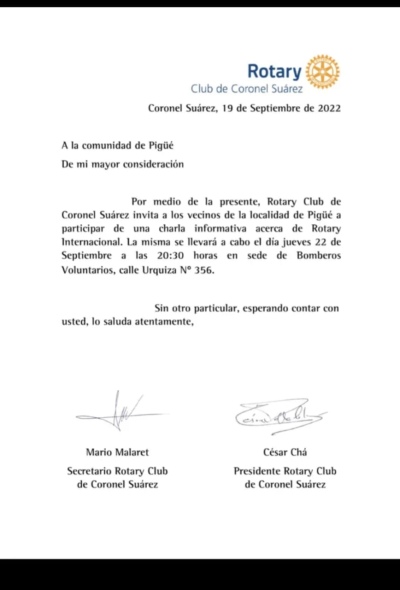 El Rotary Club tiene sus primeros integrantes en Pigüé