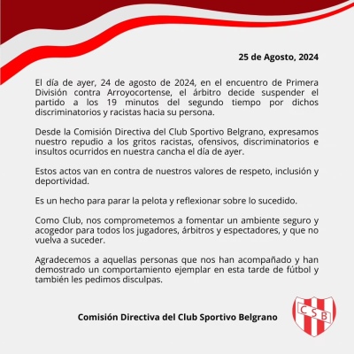 Partido del LIFA suspendido por dichos de discriminación y racismo hacia el arbitro