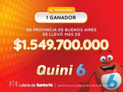 Un suarense ganó 1500 millones de pesos en el Quini 6